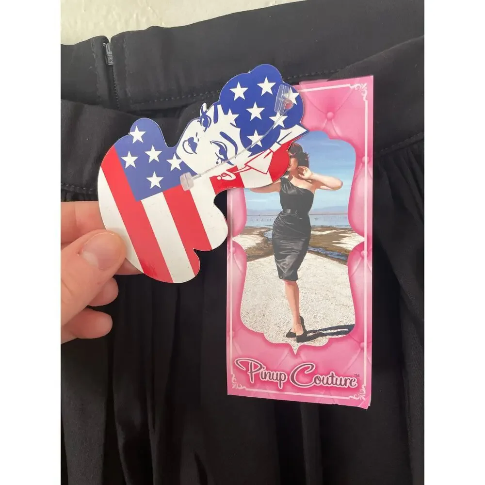 NWT PINUP COUTURE JENNY GATHERED SWING SKIRT SATEEN L Feminine 50s Minimalist - Picture 5 of 9